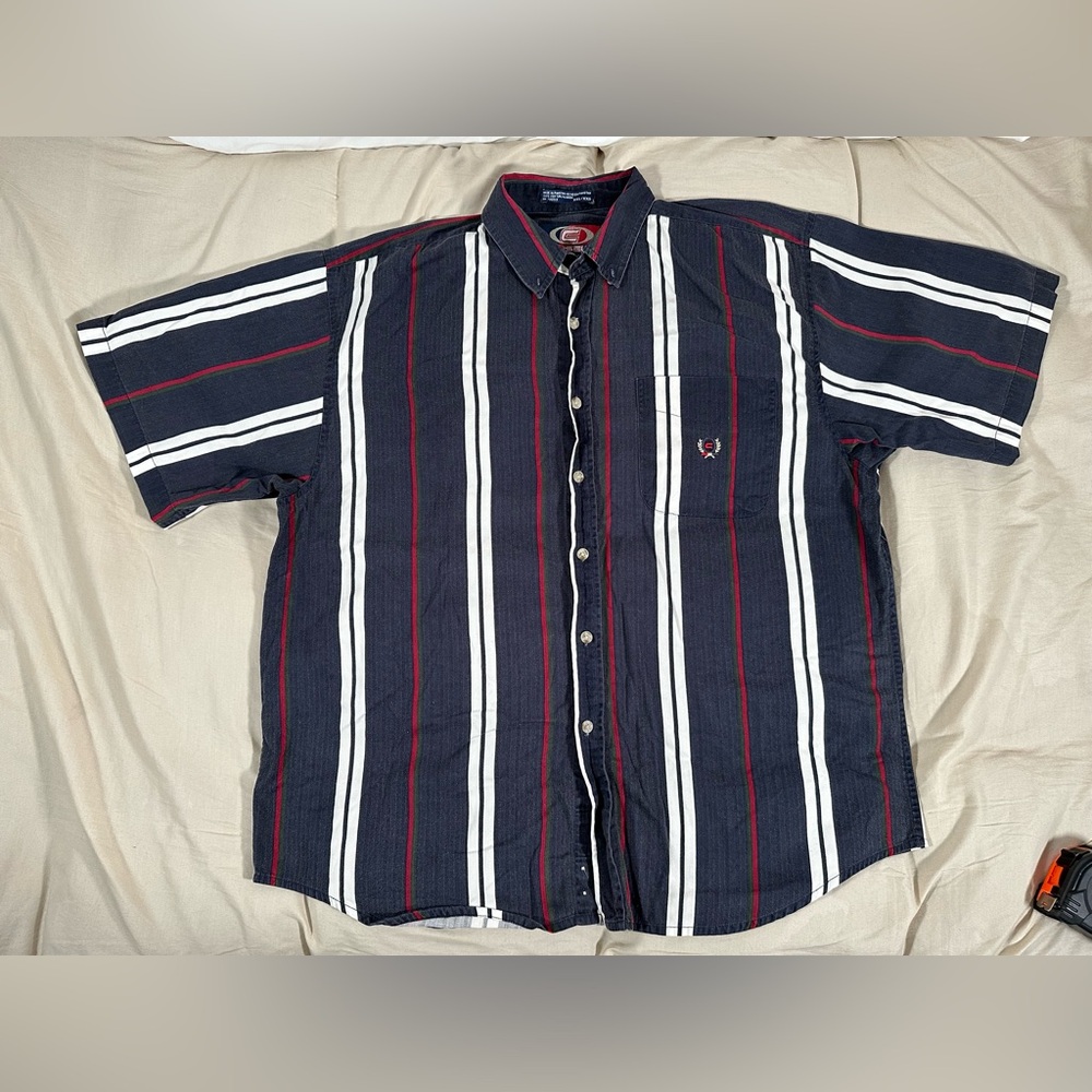 Vintage 90’s Coliseum Classic Striped Button Down Shirt Mens XXL Short Sleeve